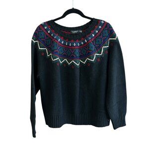 Lauren Ralph Lauren Black Label Fair Isle Wool Sweater Size XL